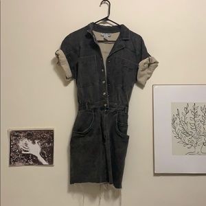 80s denim utility jumper dress